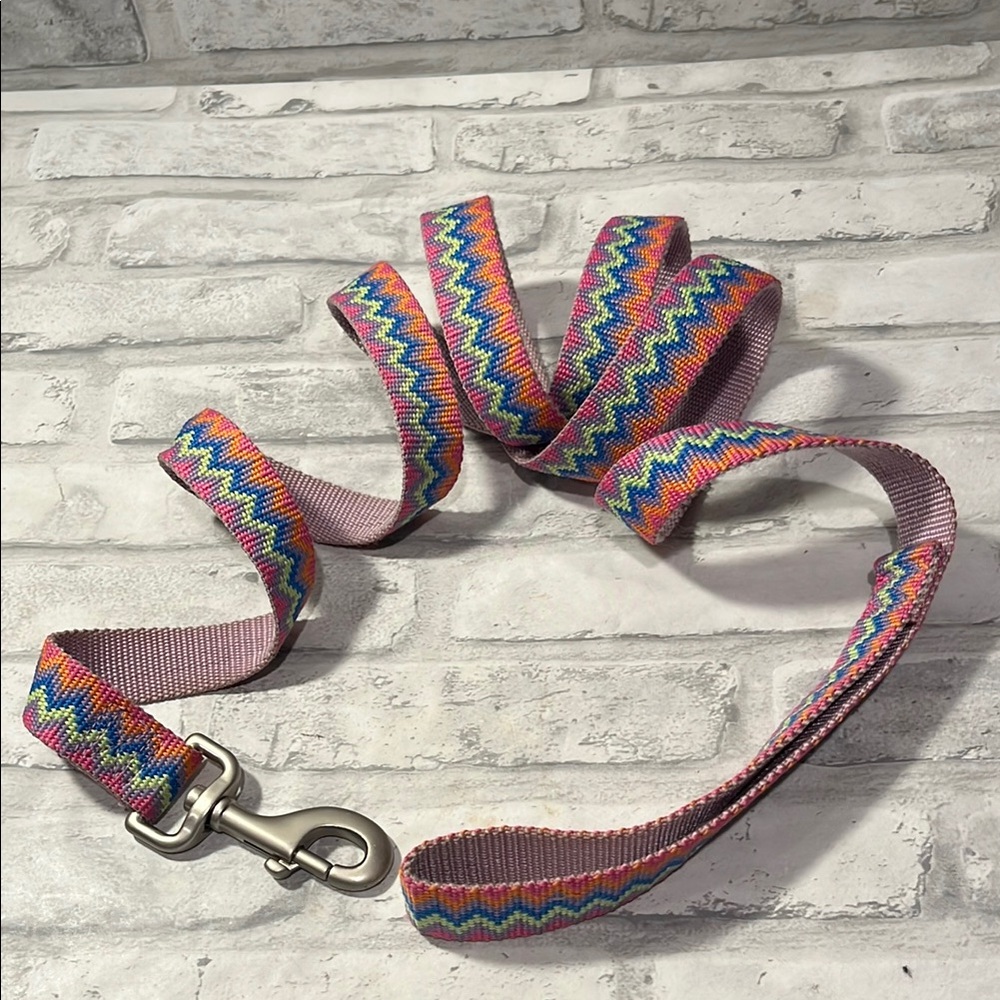 Colorful Zigzag Dog Leash chevron stitch